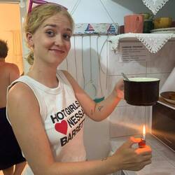 Lily needed to melt butter and didn't have a microwave...