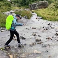 ... hier haben wir noch darauf geachtet, dass die Füße nicht nass werden