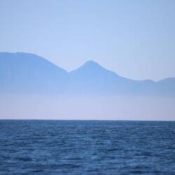 Dichter Dunst liegt am Vormittag auf der False Bay