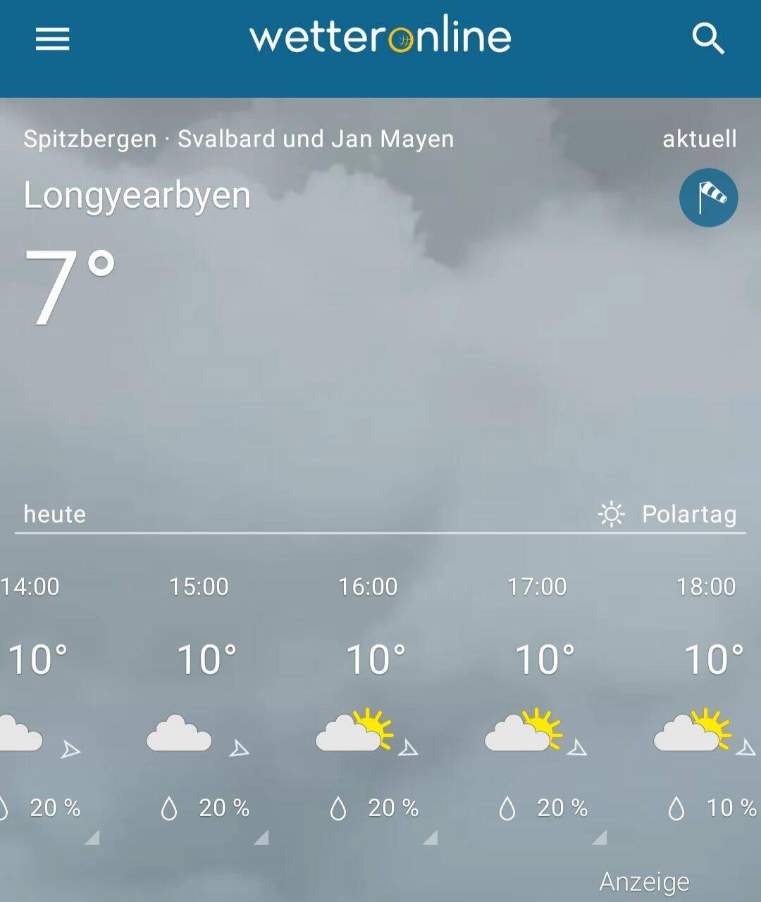 Unsere heutigen Temperaturen. Aber wir haben mehr Sonne!
