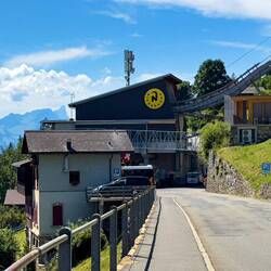 The road from our resort dead ends at the Niederhorn Cableway — Beatenberg.