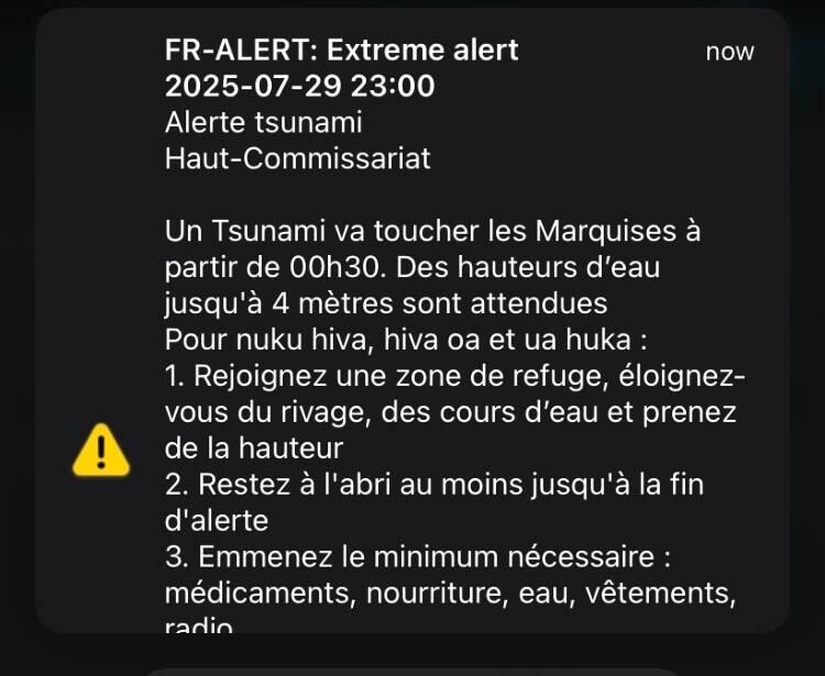 Alerte Tsunami reçue sur nos téléphones