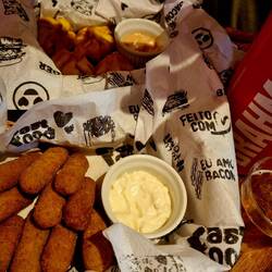 Beer and snacks for dinner at a cute little corner bar