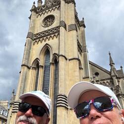 Abbey behind us on the Toot Bus!