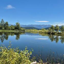 Der Flathead Lake im Hintergrund mit Lagune im Vordergrund