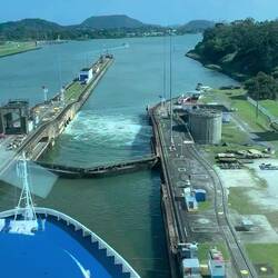 Emptying our lock to bring us back to sea level.