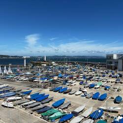 View of the massive boat park from the tsunami evacuation platform