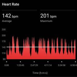 My heart rate data from a day of riding