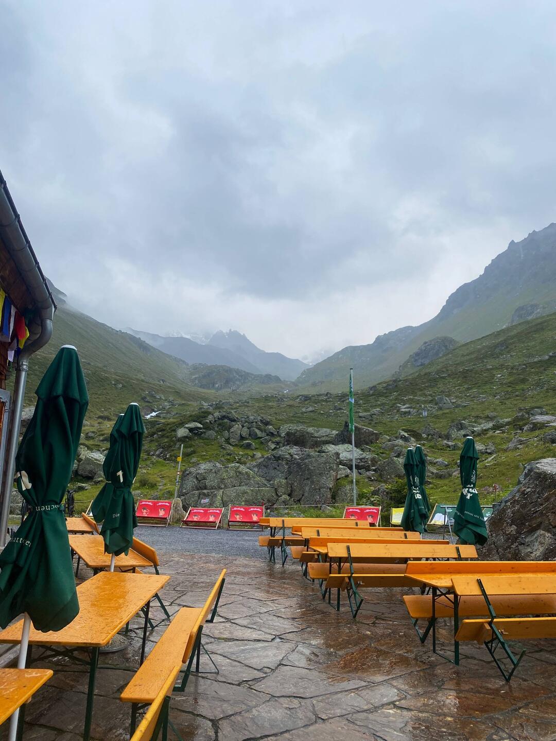 Typischer Start in den Wandertag mit Regen