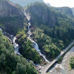 Latefossen aus der Drohnen-Perspektive