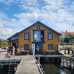 The view of the restaurant (2nd floor) from the dock