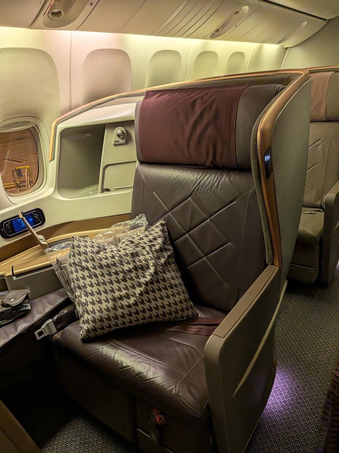 My business class seat - it's a small room.