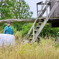 Ein beachtlicher Ausleger zum Drehen der Mühle.