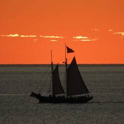 Pearl lugger (I think) at sunset