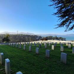 Veteranenfriedhof mit Golden Gate Bridge