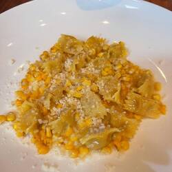Corn agnolotti. Sweet corn. Firm pasta