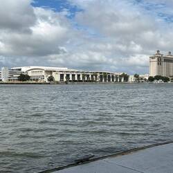 Looking across the Savannah River from River St to the Convention Centre on Hutchinson Is