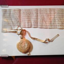 The only surviving document actually written by William Wallace, affixed with his wooden seal