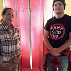 Meg & Gio with their ancestor's sword #clanWallace