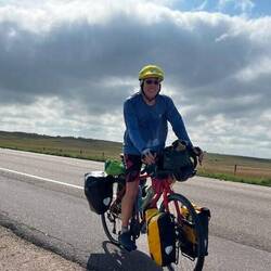 Bo riding up along US 20