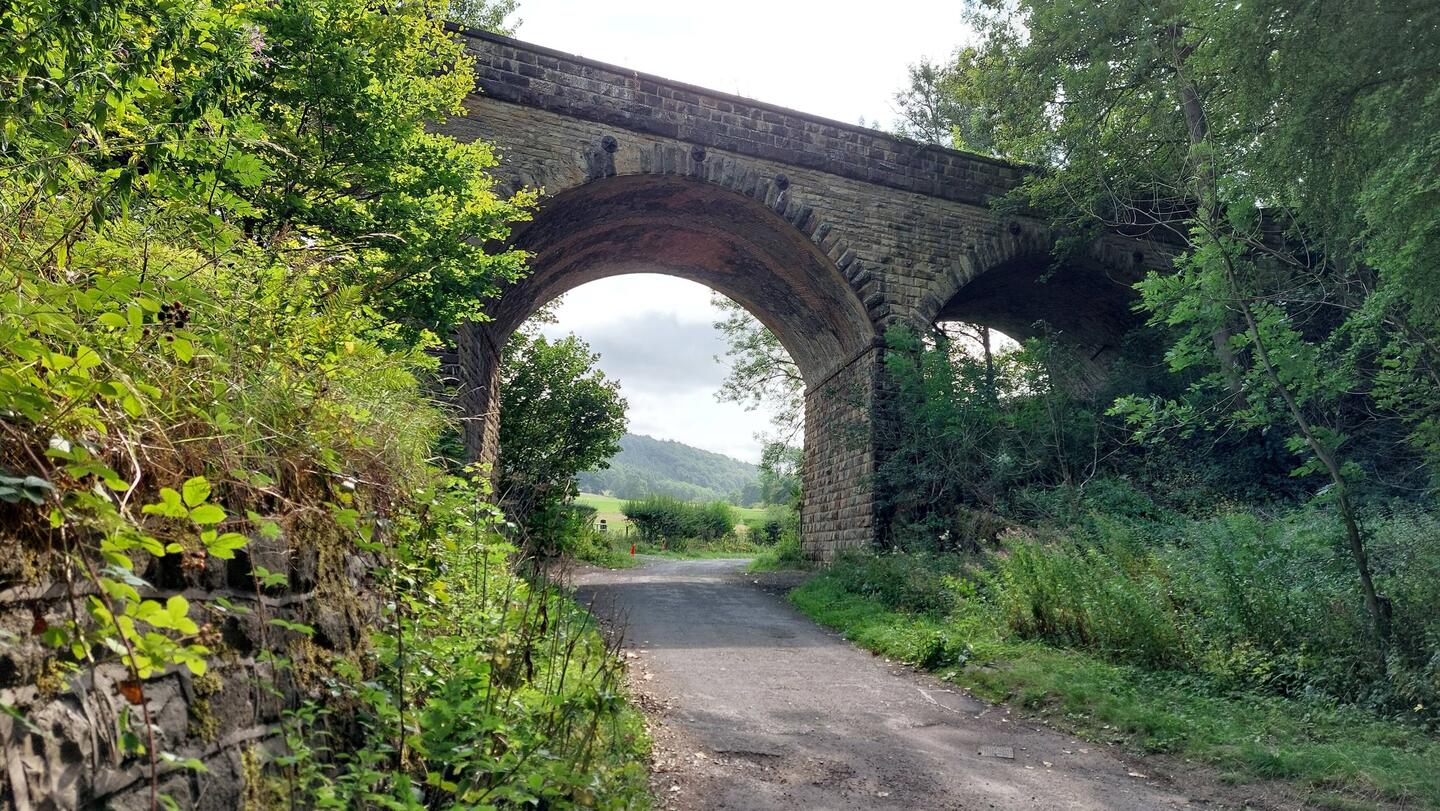 Coombs Road Viaduct; the top is the start of the walkable part of the Monsal Trail