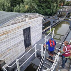 Our tour guide Mike next to the old control station