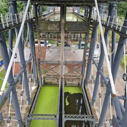Looking down onto the boat lifts.