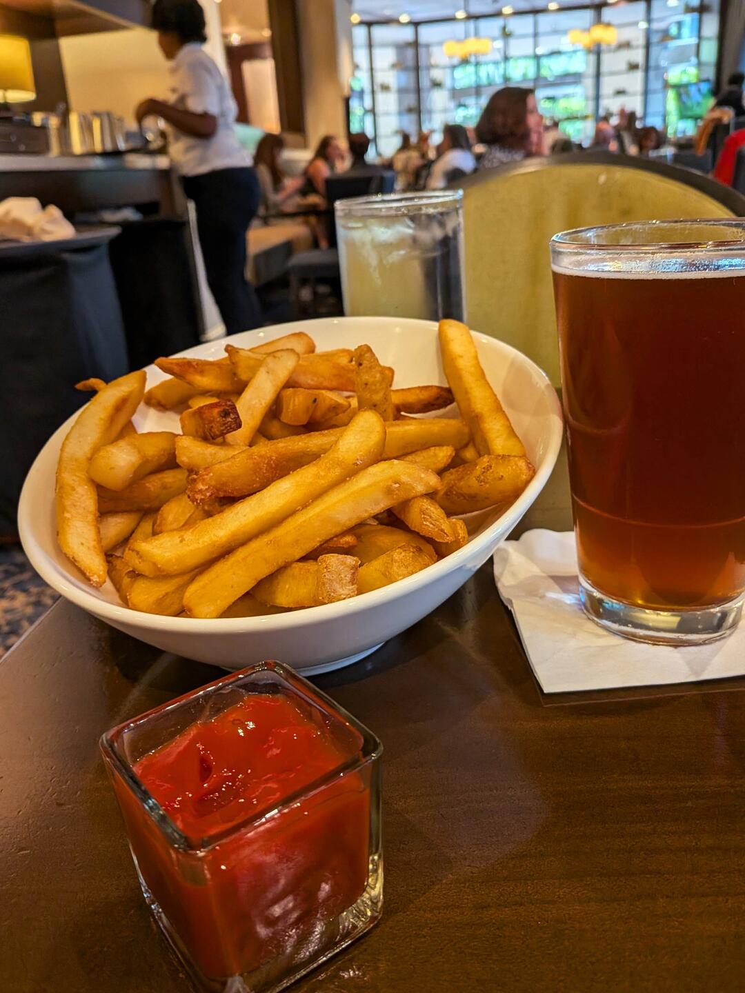 A small serve of 'French fries' in USA.