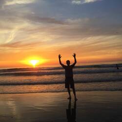 A run at La Jolla Shores before taking off
