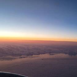 Sunset above the clouds in Greenland