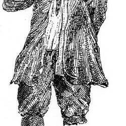 Historische Zeichnung der Mumie des "Fet-Mats"