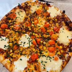 Tomato pesto, corn and cherry tomatoes