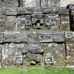 Stuccoed Jester God face, similar to the face on the Jade Head.