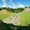 Panoramic view of the ruins of the Mayan city of Altun Ha.