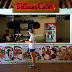 Food stalls at Old Marina Belize.