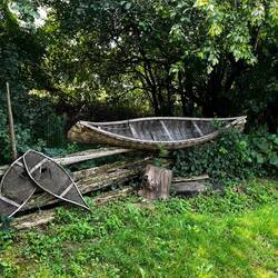 Canoe covered in birch bark