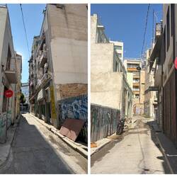 On the right, the street we went down to get to the hotel, on the left another way out