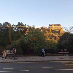 Edinburgh Castle von der Tram gesehen