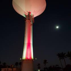 Tower at the lookout nicely lit up