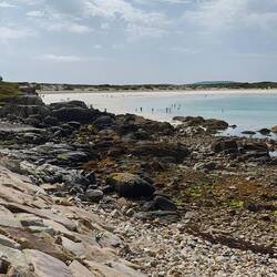 Dog's Bay mit weißem Sandstrand und türkisblauem Wasser