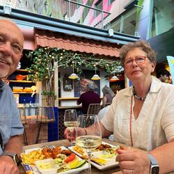 Es gab krosse Fritten mit Garnelen und Muscheln