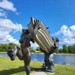 Zwei hilfsbereite Riesen einer Sage.