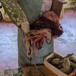 Die rosaroti Wule wird mit Insekte vomene Kaktus gfärbt