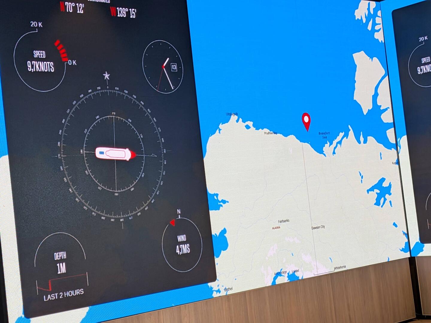 The red dot is our position this afternoon.