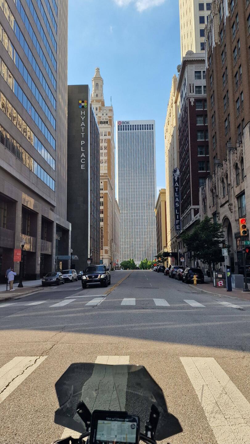 The building in the center is a miniature of the World Trade Center.