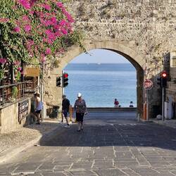 Looking through one of the gates to the harbour