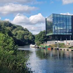 Pontoon moorings outside the Odeon