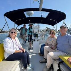 Skipper Brian, Mate Bruce, Karen, Lee, Cindy, John, Barbara (waiting for our pickup), Alexandra