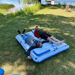 Testing out the inflatables as we get them ready