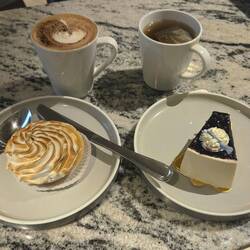 Coffee, Blackberry Cheesecake and Lemon Meringue.